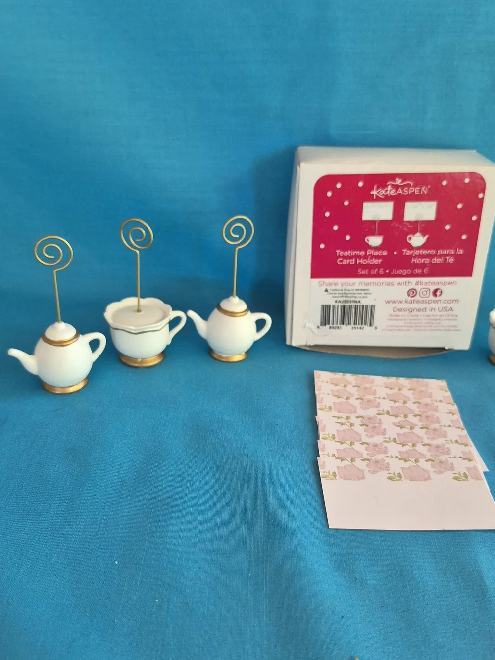 Teapots and Tea Cups Teatime Place Card Name Holders Set of 6 by Kate Aspen
